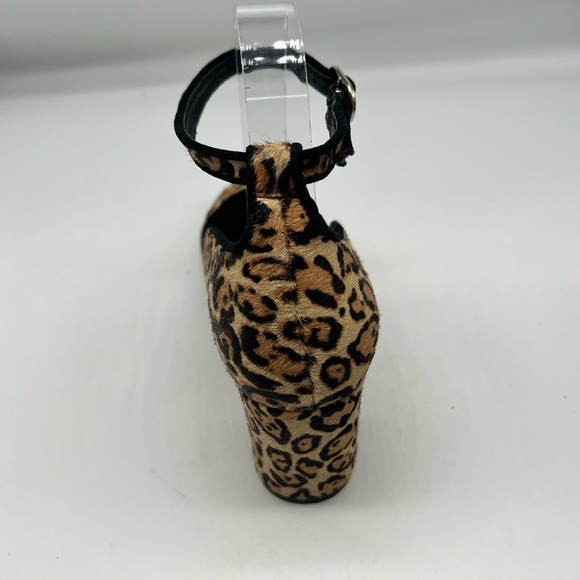 WHBM - Tan And Brown Calf Hair Ankle Adjustable Straps Block Heels Size 7.5 - Picture 6 of 13